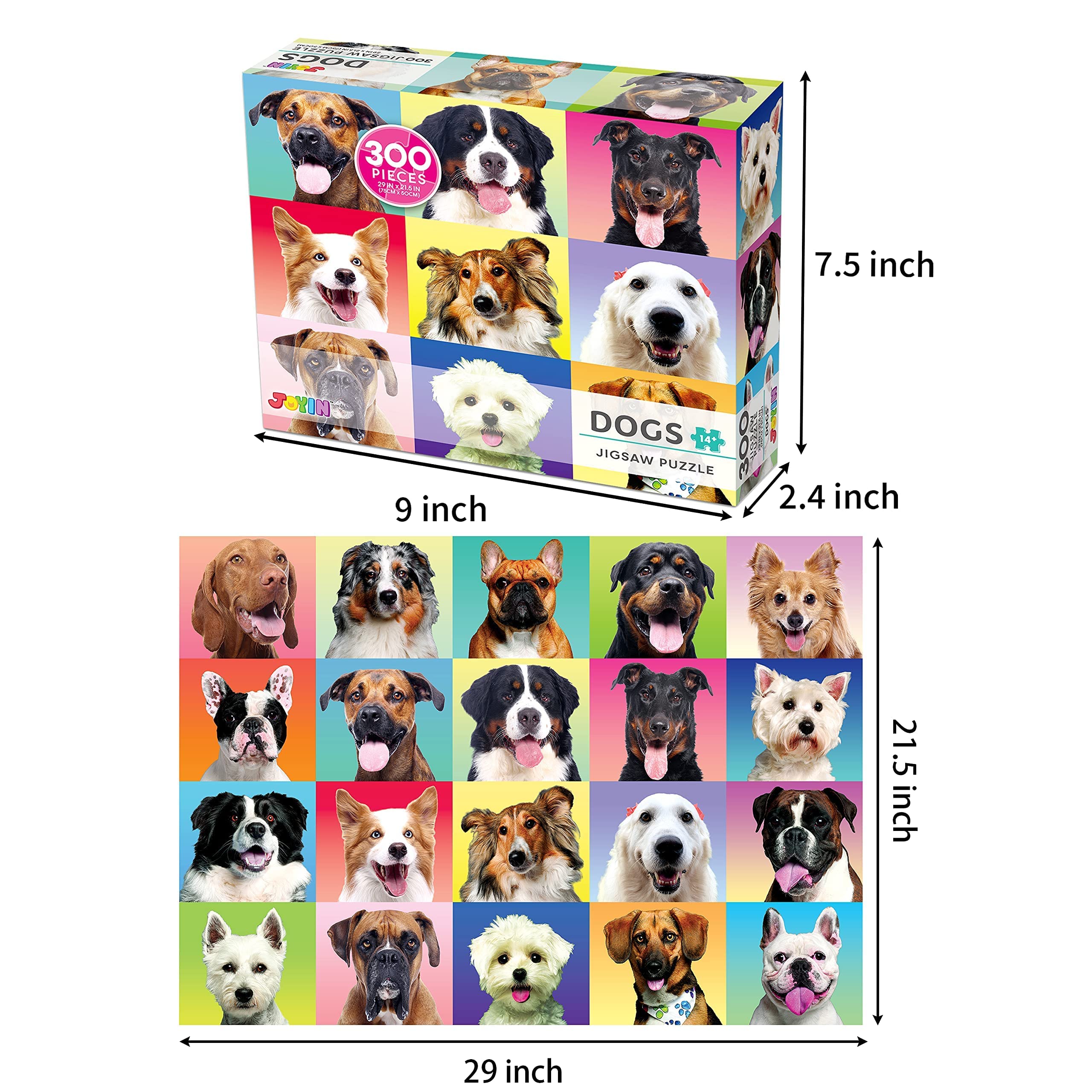 JOYIN 300 pcs Multicolor Dogs Puzzles, Jigsaw Puzzle for Kids and Adults(29" x 21"), Puppy Theme Puzzles for Teens, Collection Gift Home Art Decor - Image 9