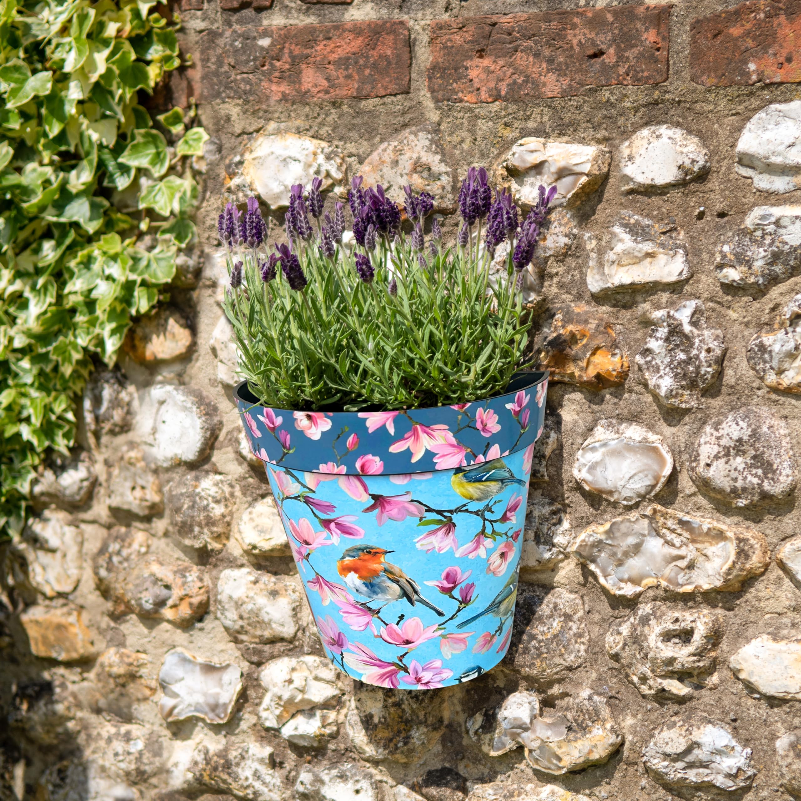 Creekwood Zest Plastic Plant Pot, Decorative Printed Indoor Outdoor Flower Pot, Lightweight Weatherproof Small Garden Planter for Herbs, Flowers, Succulents & Houseplants