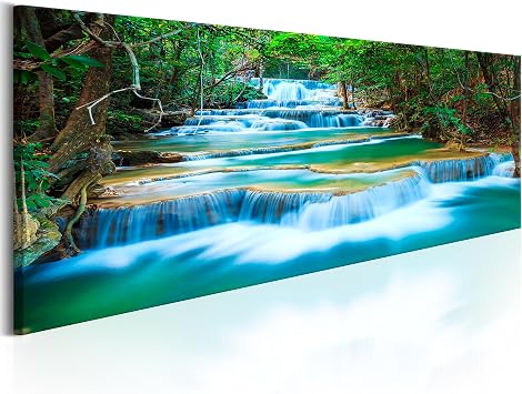 artgeist - Acrylic Gel Canvas Wall Art Print, Wall Decor Waterfall 35x12 in