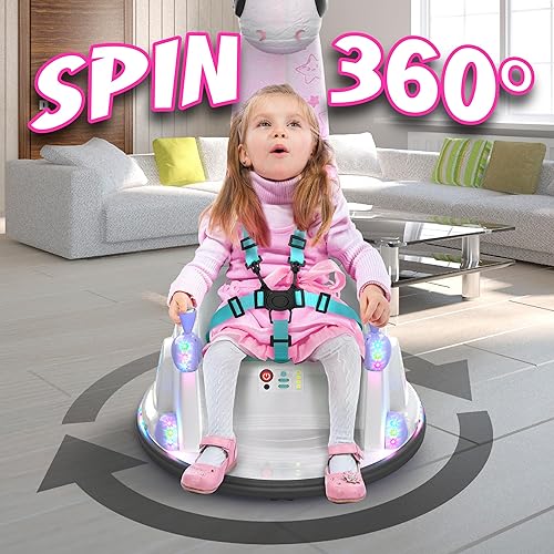 Miniatura 9 de Auto parachoques para niños, juguete eléctrico de 12 V con control remoto, luces LED y música para niños pequeños de 1 a 3 años, regalo de
