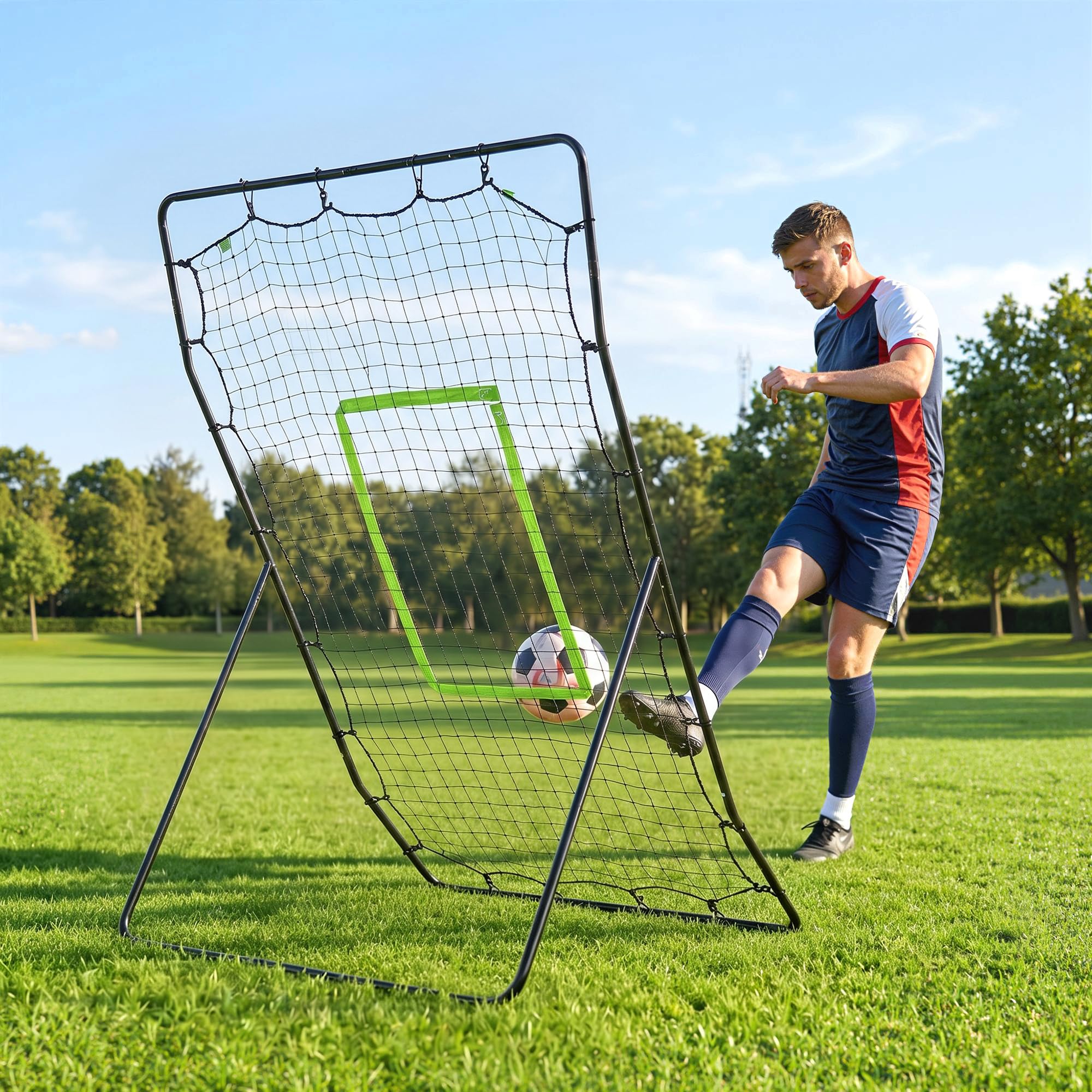 HOMCOM Rete Elastica Rimbalzo da Baseball Rimbalzatore Portatile