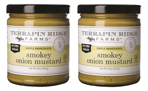 Terrapin Ridge Farms Smokey Onion Mustard – Gourmet Mustard for Burgers, Brats, Sandwiches & More – 8.5 oz Jar (Pack of 2)