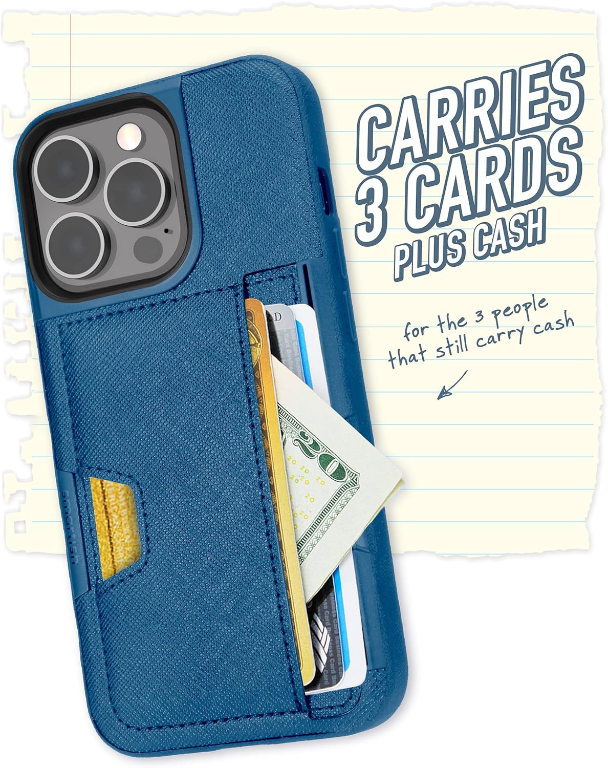 Smartish® iPhone 13 Pro Wallet Case - Wallet Slayer Vol. 2 [Slim + Protective] Credit Card Holder with Kickstand - Blues on The Green