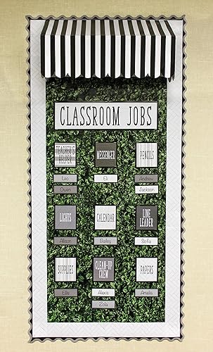 Miniatura 9 de Teacher Created Resources Modern Farmhouse Black con borde enrollado festoneado gris – 50 pies – Decora tablones de anuncios, paredes, escritorios,