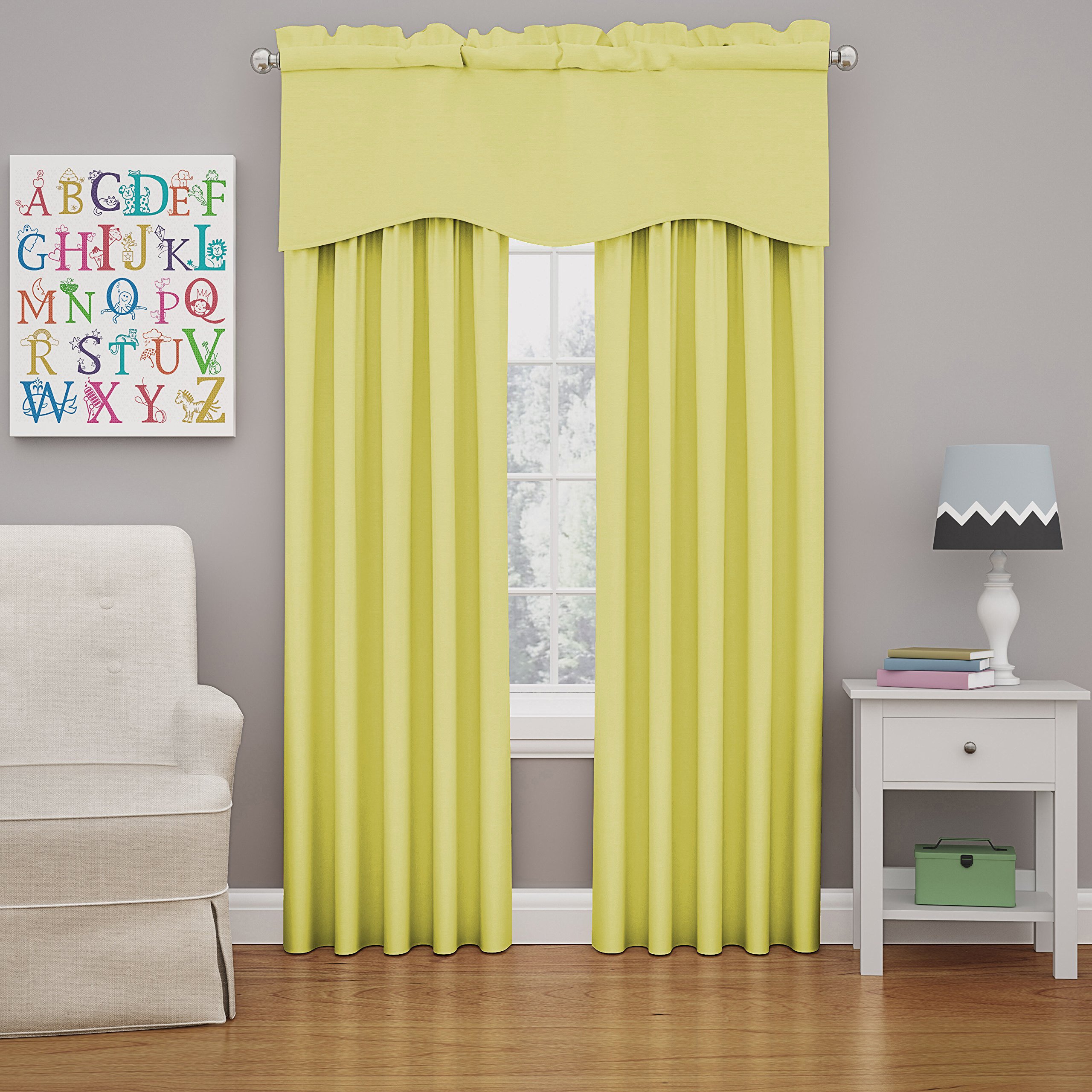 ECLIPSE Modern Scalloped Valance Rod Pocket Window Curtain for Kitchen or Bathroom Polyester, Lemon, 42" W x 18" L (Pack of 1) - Image 2