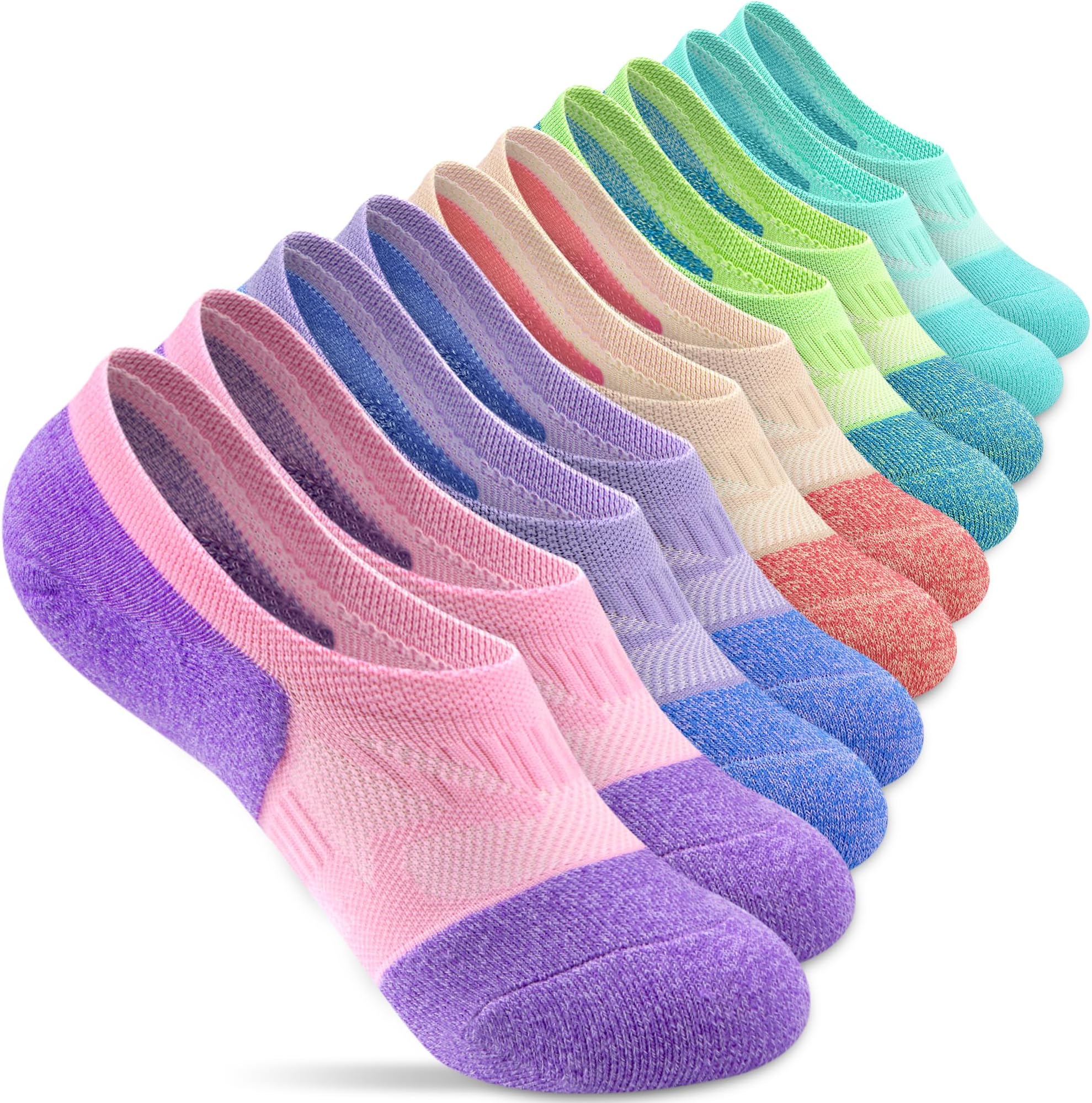 No Show Socks Womens Athletic Compression Running Low Cut Cushioned Socks 5 Pairs
