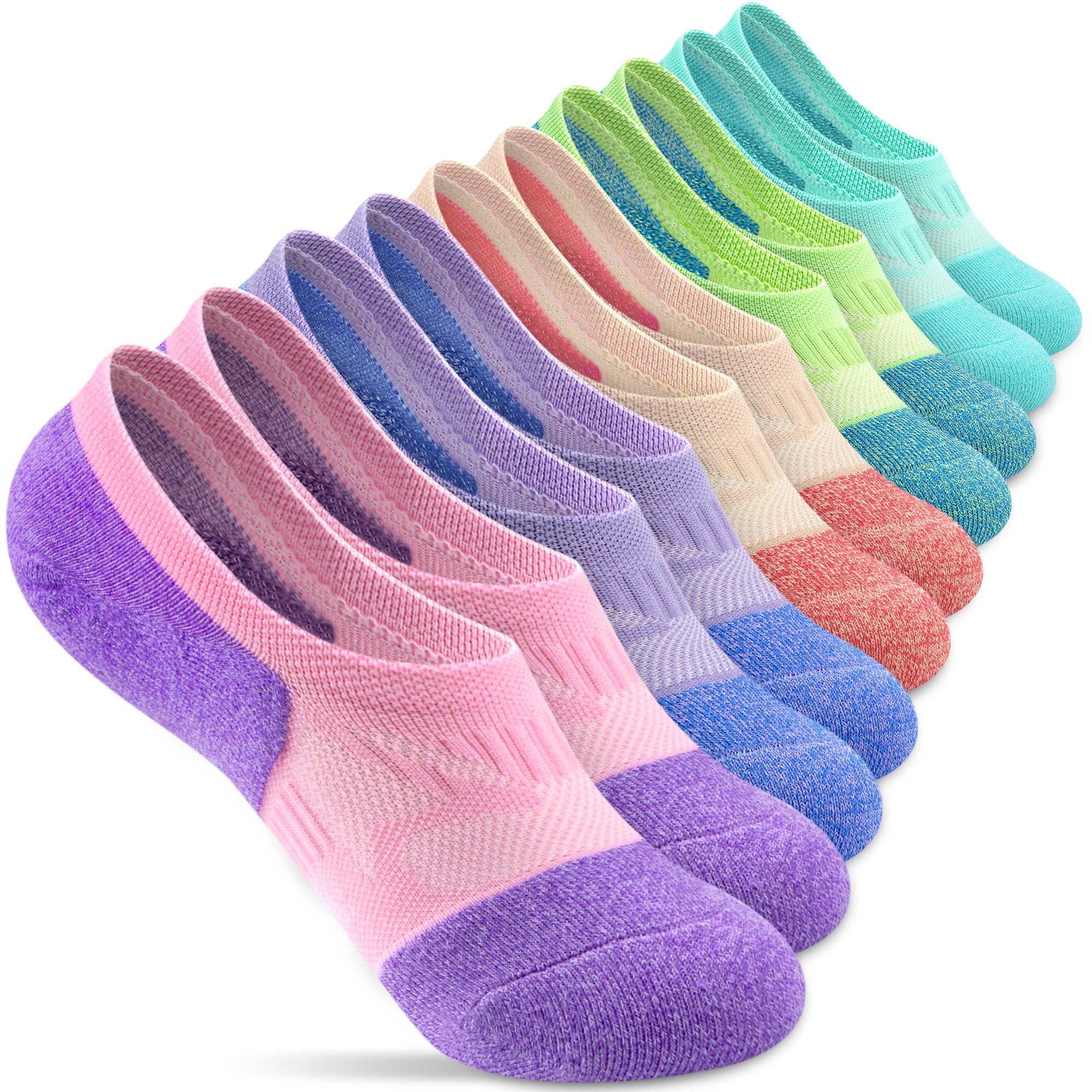 Compression No Show Athletic Womens Socks Running Cushioned 5-6 Pairs