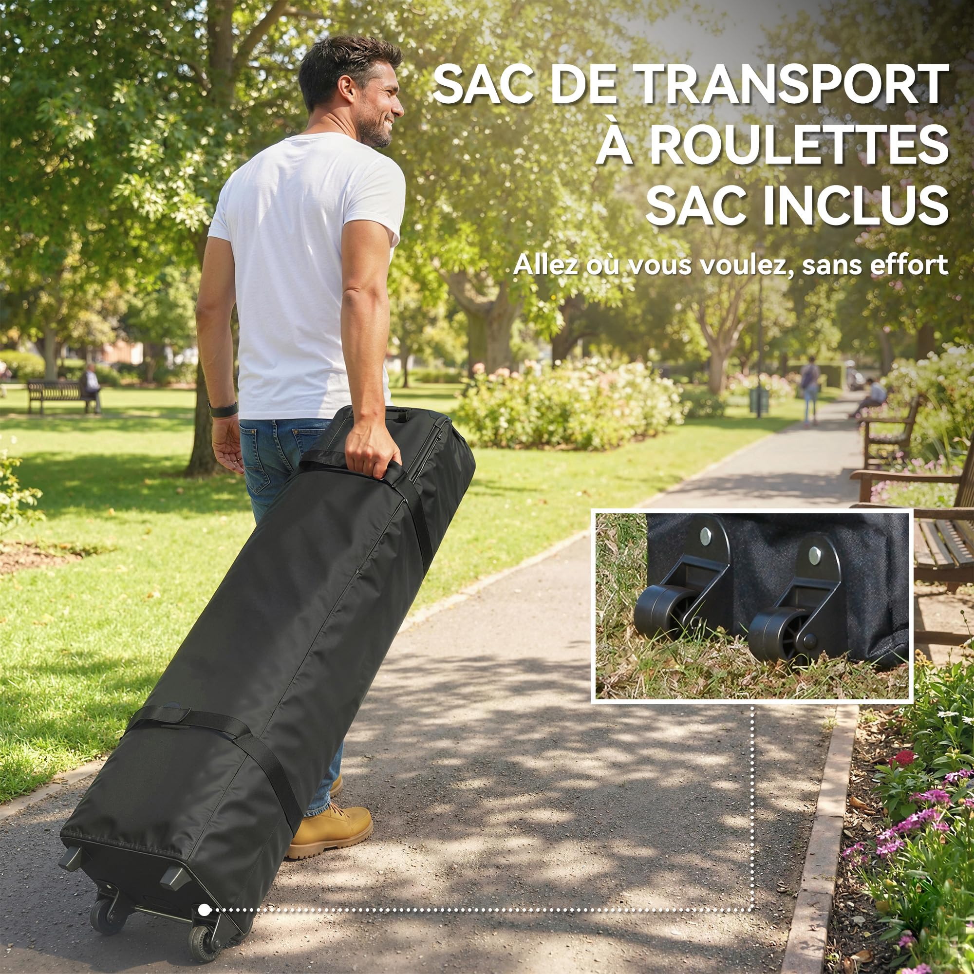 Outsunny Tonnelle de Jardin Pliante 3x6 m Réglable en Hauteur UV50+ Gris | Tente Pliante Pop Up, 6 Parois Latérales, 6 Sacs de Sable, Sac de Transport à Roulettes