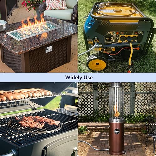 Miniatura 6 de Skyflame Kit de manguera de conversión de gas natural de 12 pulgada (12 pies) con accesorios de conexión y desconexión rápida para barbacoa,