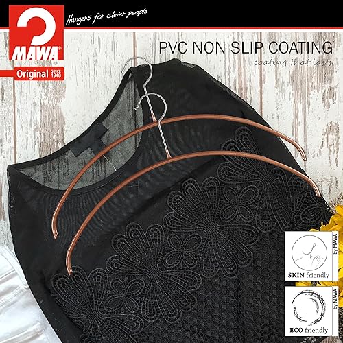 Miniatura 2 de Mawa by Reston Lloyd Euro Series - Percha antideslizante de acero para camisas, vestidos, suéteres, estilo 40P, cobre, juego de 130