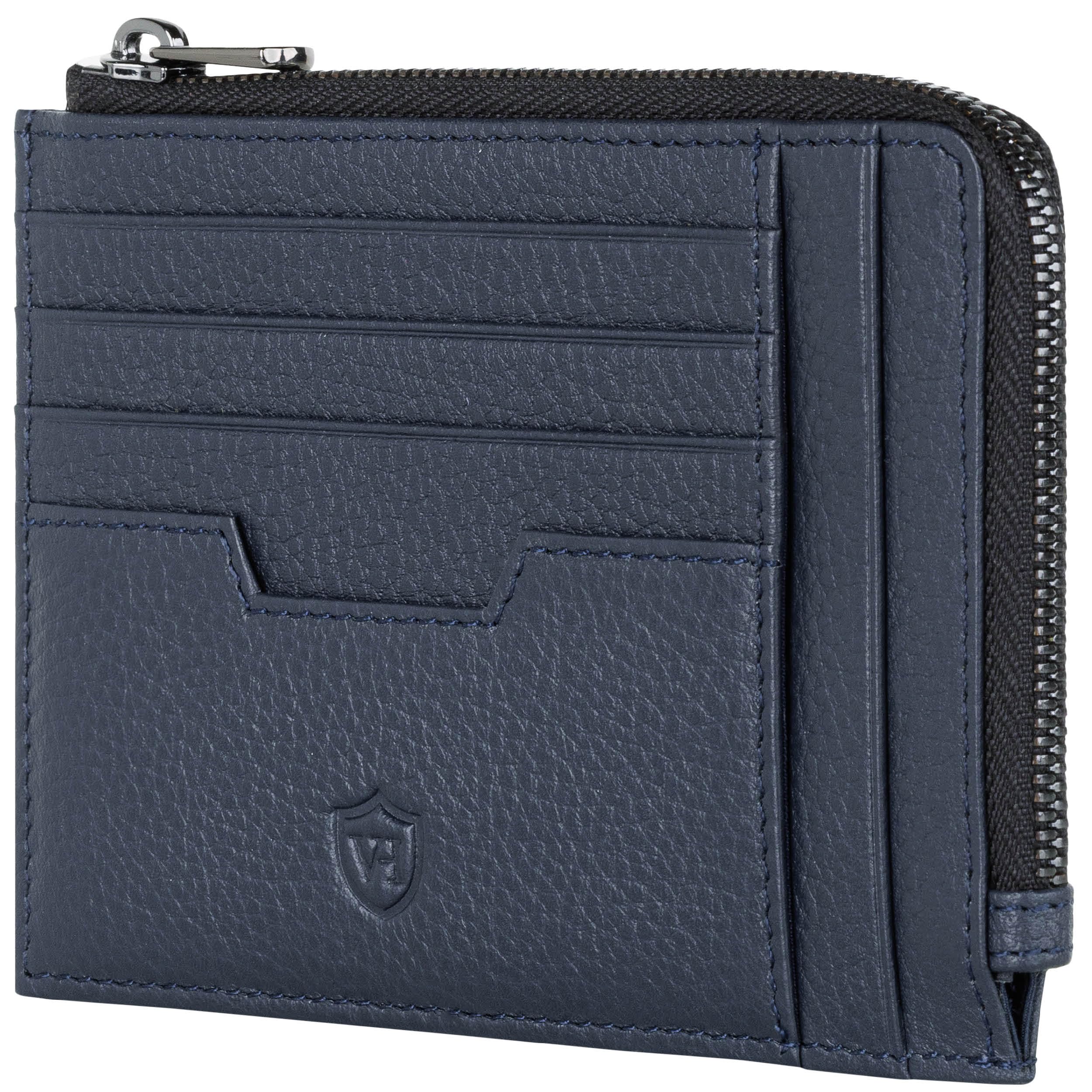 VON HEESEN Leder Kartenetui Geldbörse Herren & Damen Kreditkartenetui Card Holder (Dunkelblau)