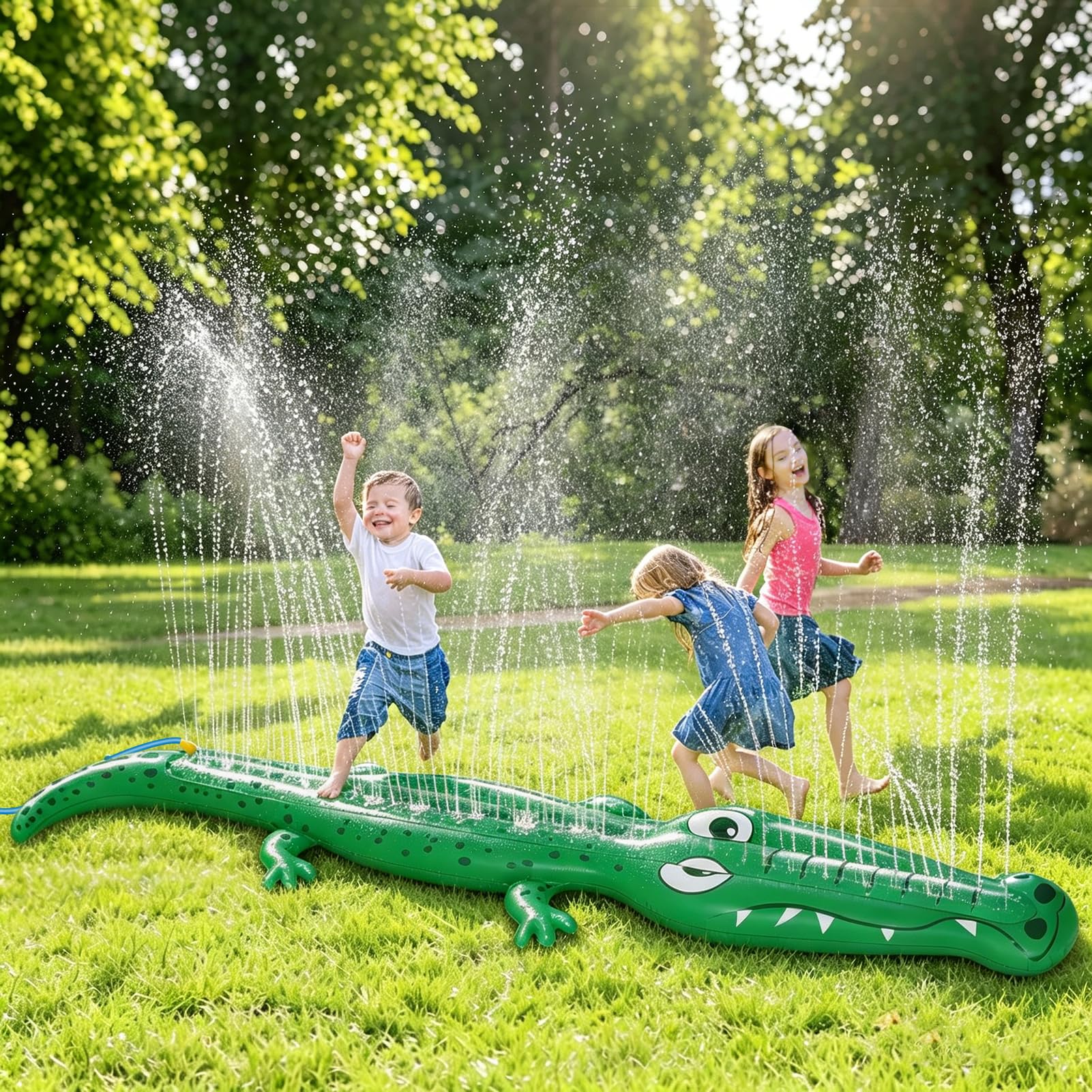 243,8 x 33 cm extra großer Sprinkler für Kinder, aufblasbarer Sprinkler für den Außenbereich | Kleinkind-Wasserspielzeug für den Hof, langlebiges Sommer-Spritzwasser-Spray, lustiges Spielzeug für Rasen, Garten, Hinterhof