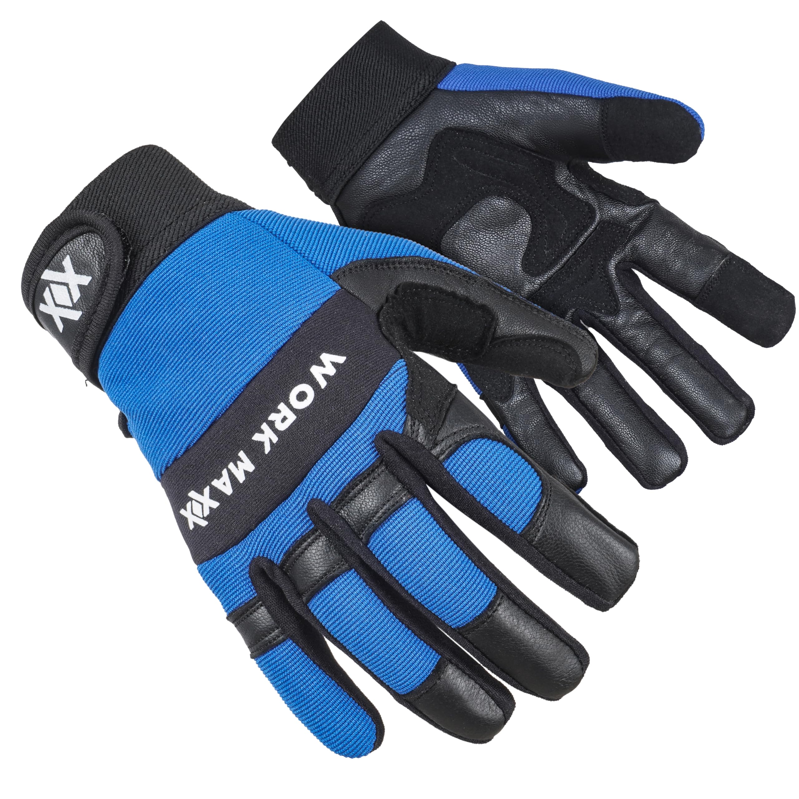 WORKMAXX Gardening Working Gloves Garden Thorn Proof Flexible Heavy Duty Leather Mechanic Utility Dexterity Breathable Construction Gloves for Work Mens Women (BLUE - Image 2