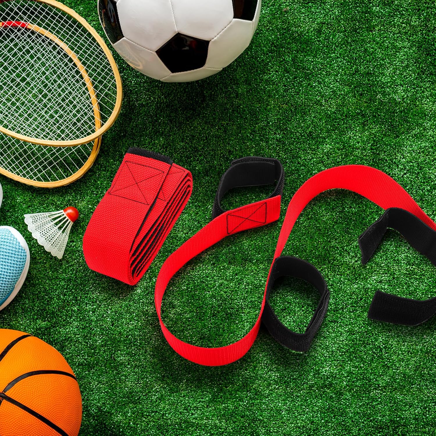 Okllen 4 Pack Cooperative Band Walker, 6-Legged Race Band Set, Outdoor Party Group Game for Adult, Relay Race, Team Building Games, Backyard Activity Game