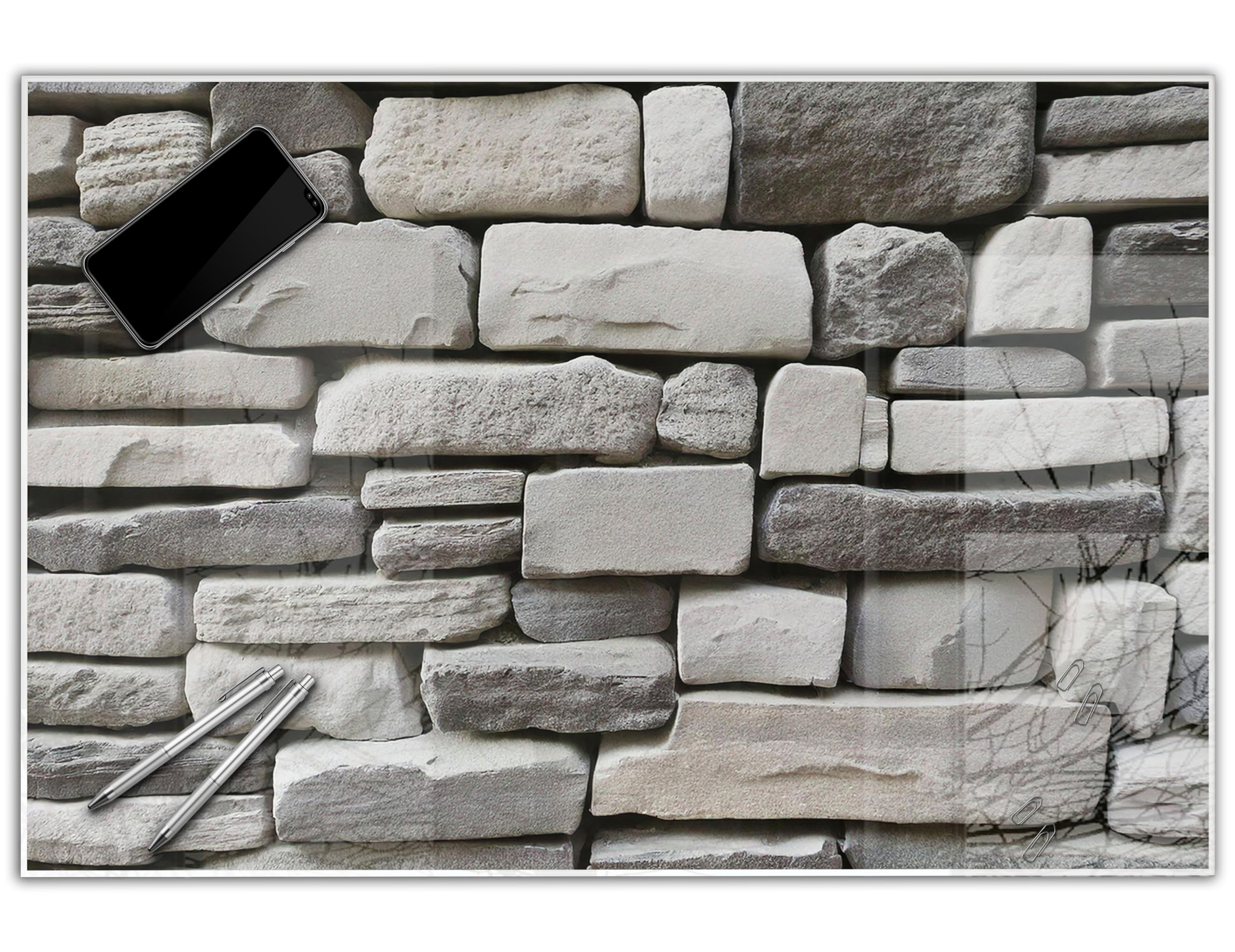 XXL Schreibtischunterlage wasserfeste Schreibunterlage | 120 x 60 cm Stein grau | abwischbar, glatt | stabiles, hochwertiges Acrylglas, Erwachsene Kinder Kunststoff Unterlage Büro Schreibtisch