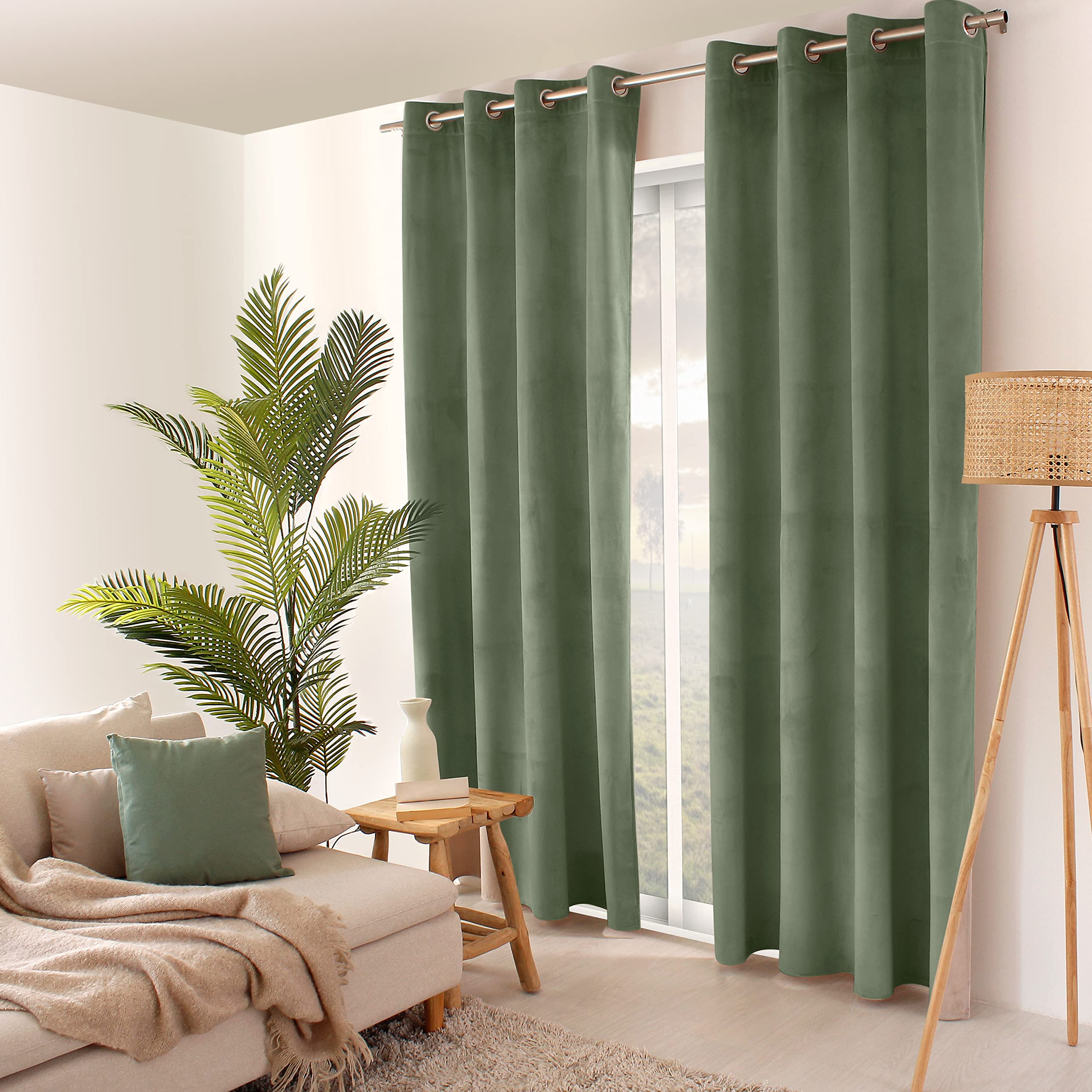 Rideau Nounours en velours 140x40cm Enjoy Home coloris argile