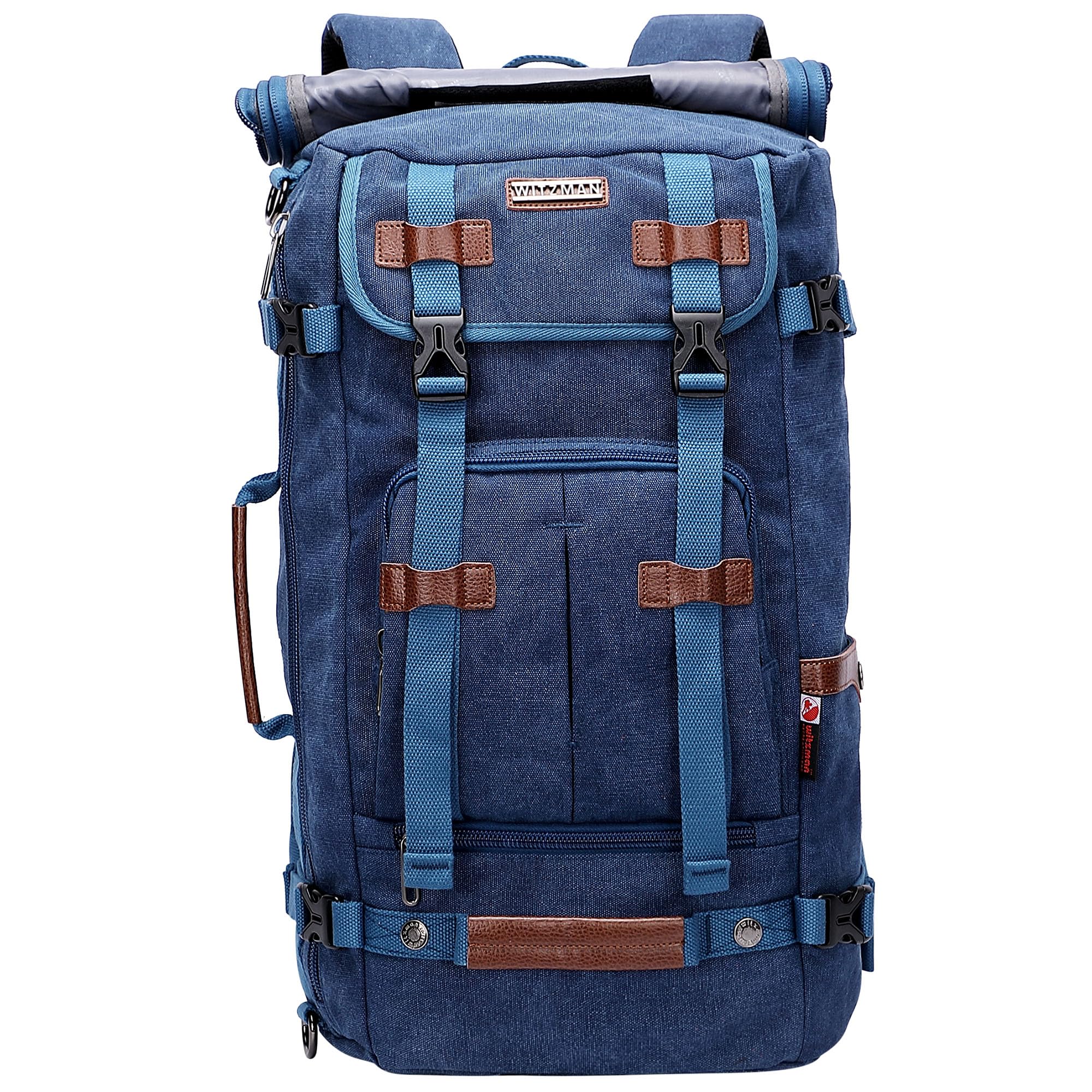 Canvas Backpack for Man Vintage Travel Backpack Large Laptop Backpack Convertible Shoulder Rucksack-image-37