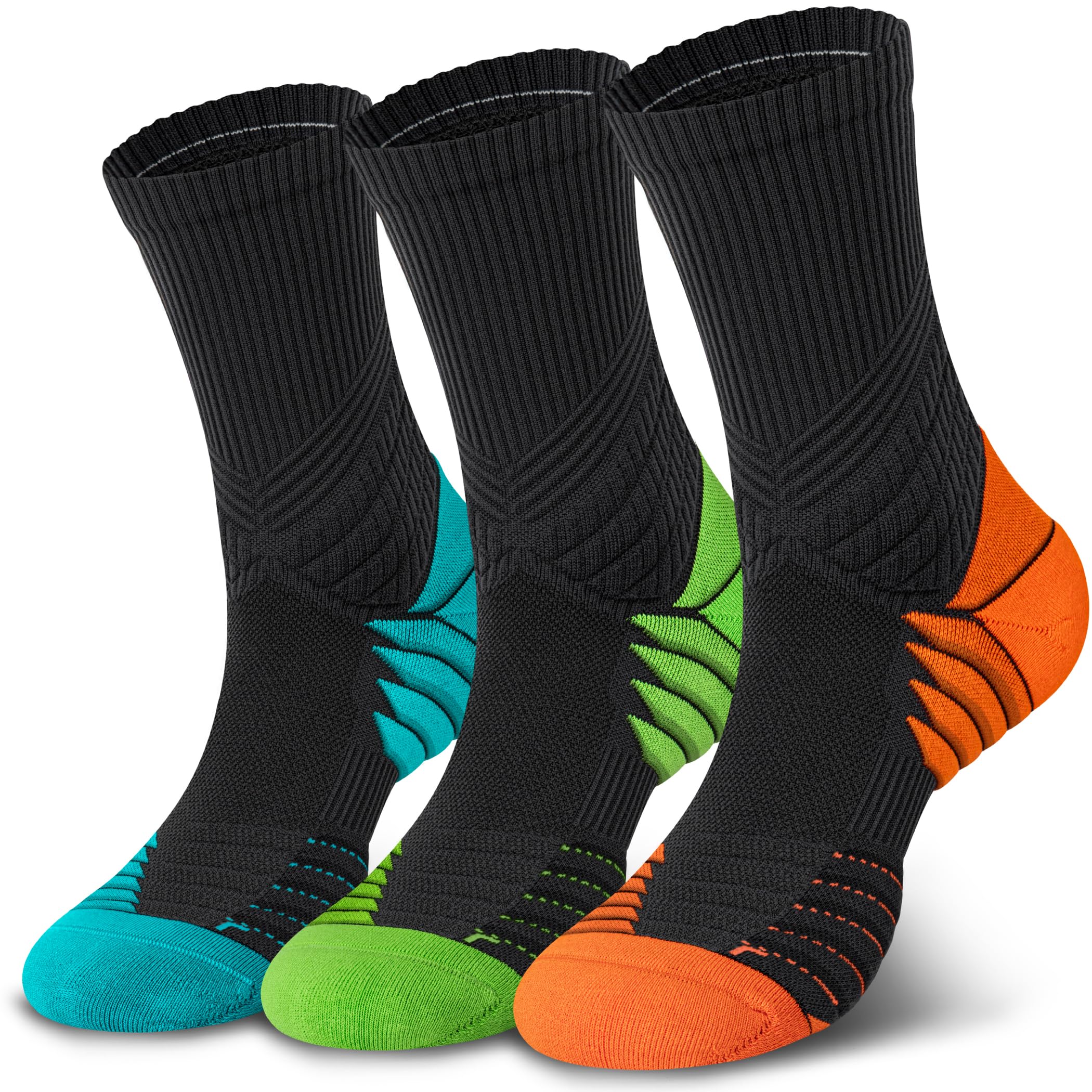 Photo 1 of ***HEAVILY USED***
Hylaea Compression Running Socks for Men, Coolmax Anti-Blister Cushion Crew Socks for Athletic Basketball Tennis, Moisture Wicking & Seamless, Elite Orange Green Blue Large