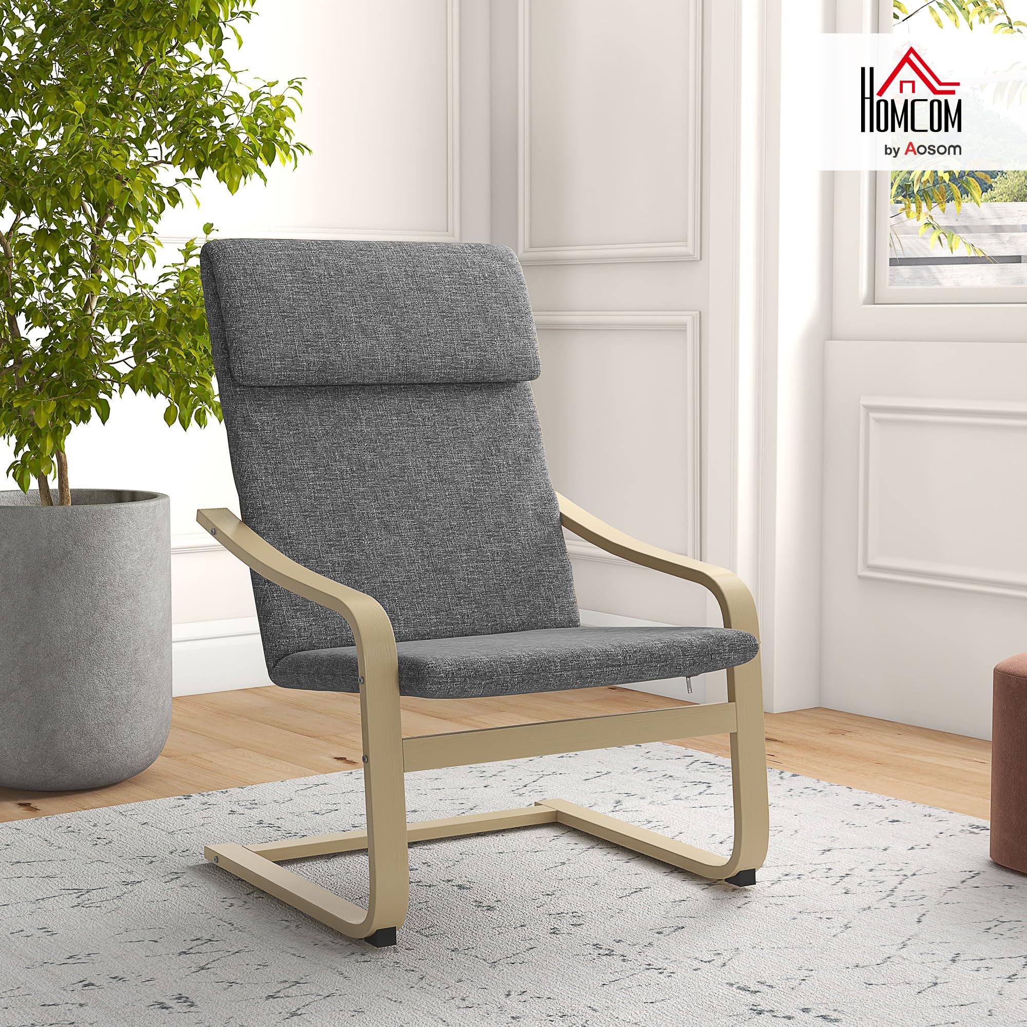 HOMCOM Fauteuil de Salon avec Accoudoirs Incurvés 65 x 79 x 98 cm Gris