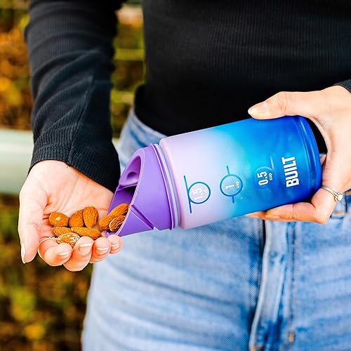 Miniatura 6 de BUILT Tidbit On The Go - Contenedor de aperitivos de 12 onzas con tapa y vertedor, almacenamiento de alimentos y aperitivos con marcas de medición,