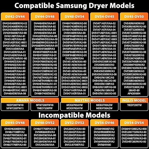 Miniatura 10 de 【Actualizado】DC47-00019A Elemento calefactor de secadora para Samsung DVE50R5200W/A3 DV45H7000EW/A2 DV40J3000EW/A2 DVE50M7450W/A3 DV42H5000EW/A3