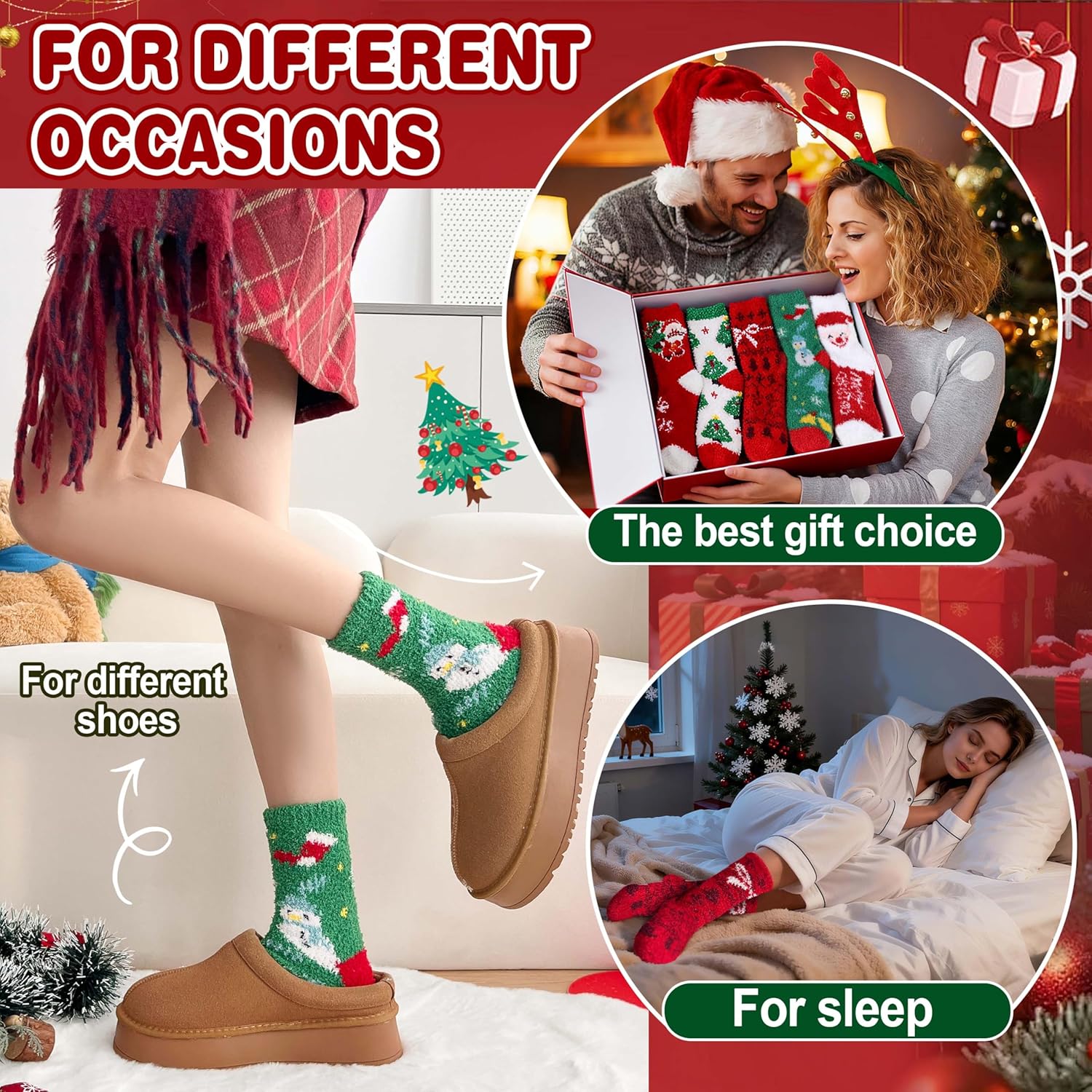 ProEtrade Fuzzy Socks for Women Teen Girls Fluffy Christmas Cozy Slipper Cabin Soft Winter Warm Fleece Socks - Image 6