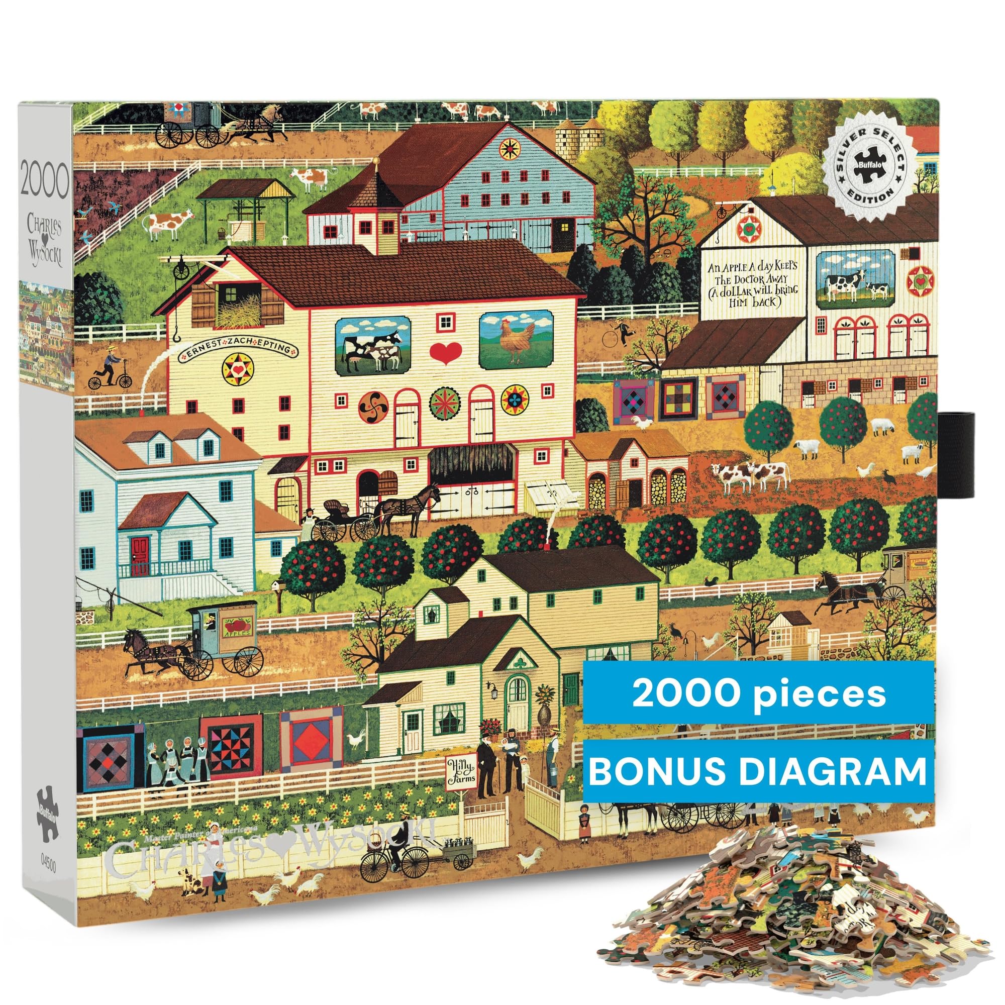Buffalo Games - Silver Select -Charles Wysocki - Amish Country - 2000 Piece Jigsaw Puzzle for Adults - Challenging Puzzle Perfect for Game Nights - Finished Size is 38.50 x 26.50