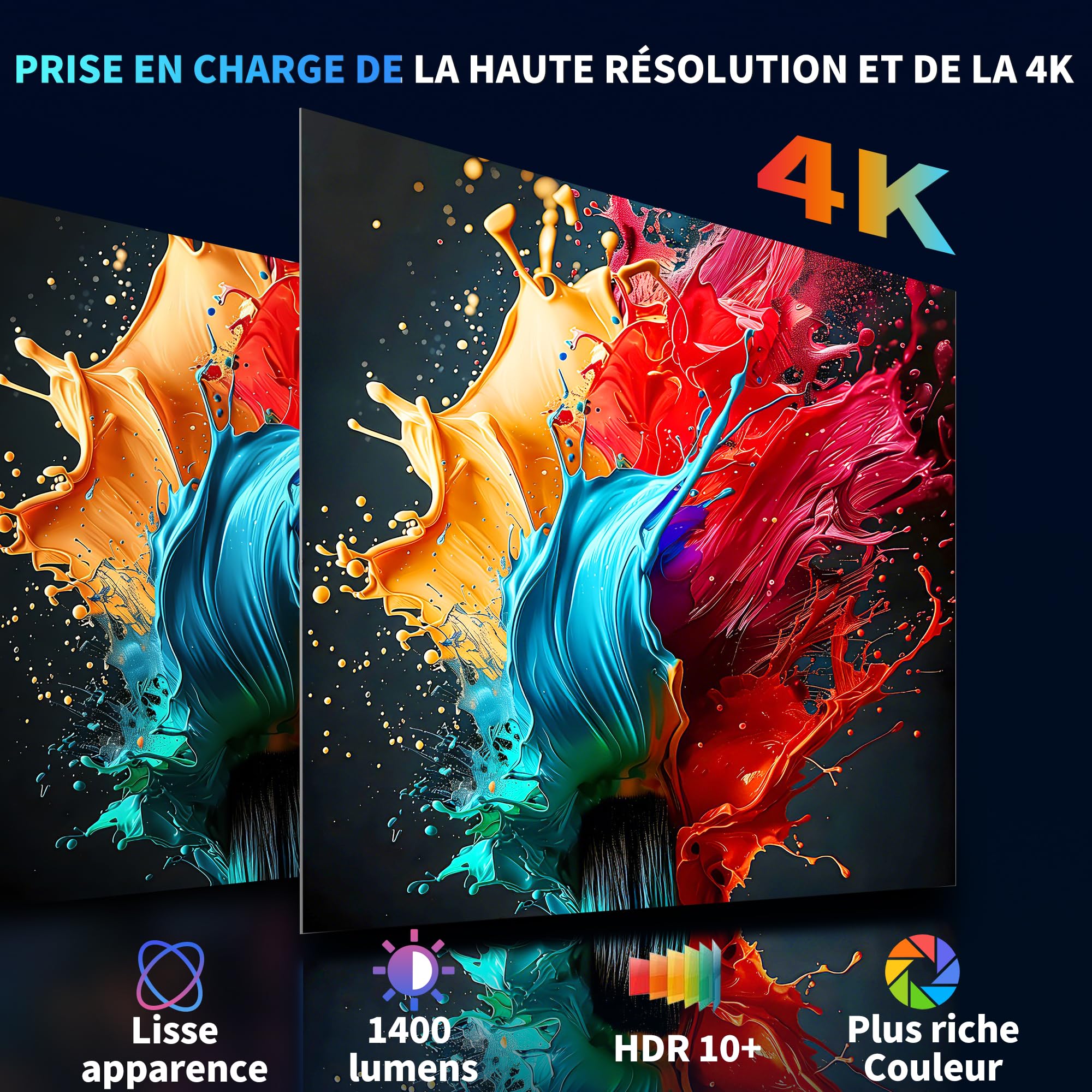[Apps intégrées & 2026 Upgraded] Mini Vidéoprojecteur Supporte 4K 1080P avec 5G WiFi 6 Et BT 5.2 Le Projecteur Soutien Rotation 180° Portable Projecteur Video Applicable Laptop/HDMI/TV Stick,Blanc