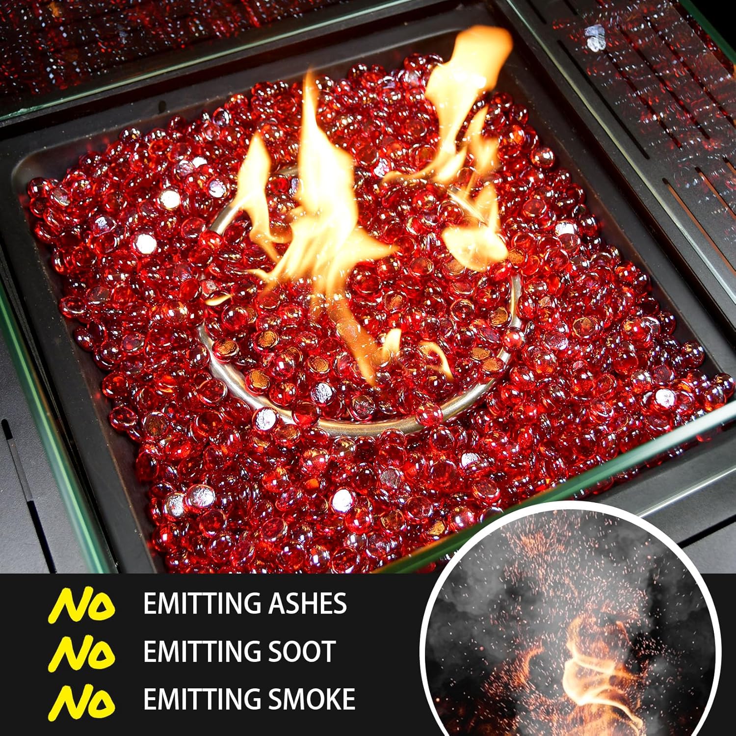 20 Pounds Ruby Red Fire Glass Beads 3/4 Inch Firepit Gems for Fire Pit Table, Fireplaces, Fire Bowl, Garden Landscaping & DIY Crafts