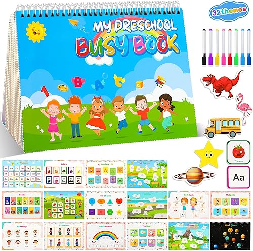 Miniatura 10 de Actividades de aprendizaje preescolar para niños pequeños, Montessori 32 temas, libro de dinosaurios ocupado para niños pequeños de 1-3, 2-6,