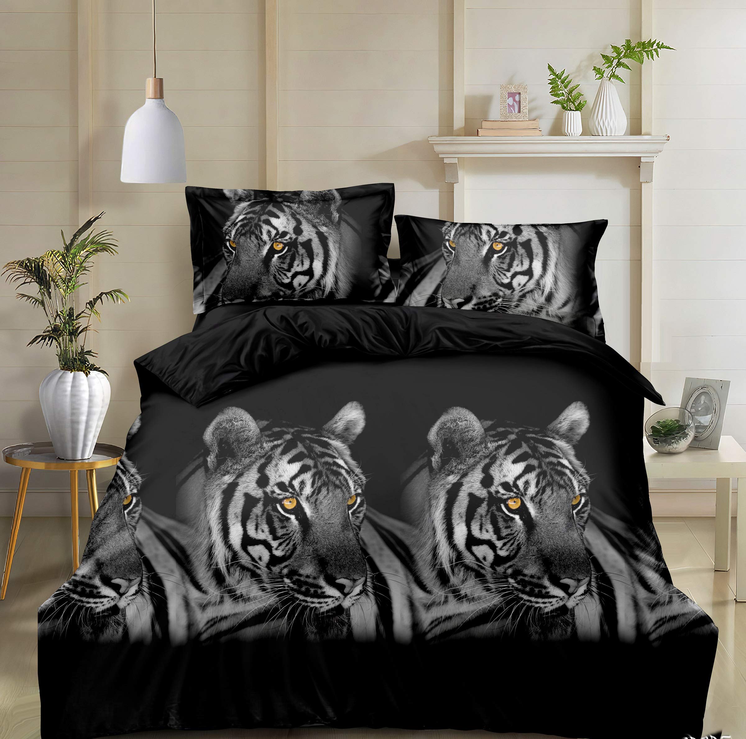 Thl 354 3D Design Printed 4 Piece Complete Bedding Set Duvet Quilt Cover Fitted Sheet Pillowcase (, King)