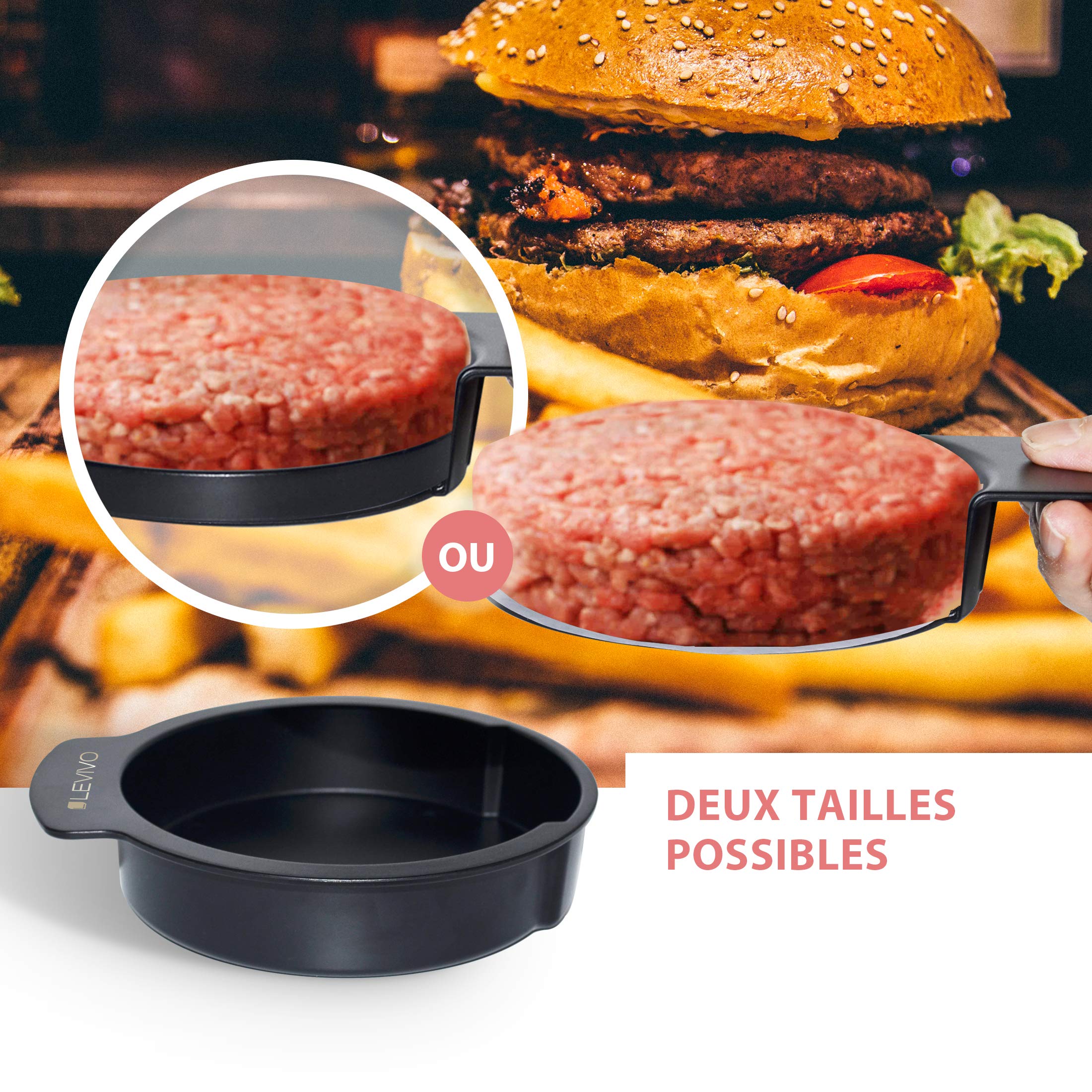 Set Presse à Hamburger Levivo - 5 Pièces Avec Papier Antiadhésif, Pour Steaks Maison