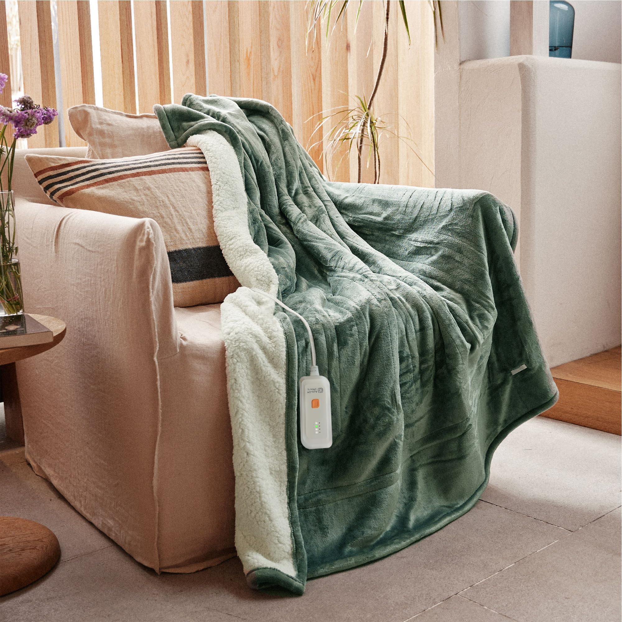 GOTCOZY Heated Blanket-Soft Plush Electric Blanket 50"X60"(Green) | Flannel Heated Throw Blanket,Adjustable Heat Levels,Auto Shut-Off,Machine Washable,ETL&FCC Certified,Gift for Women