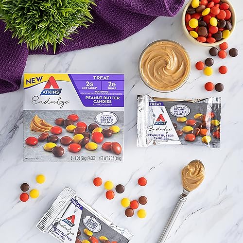 Miniatura 7 de Atkins Endulge Treat, caramelos de mantequilla de maní, 0.07 oz de carbohidratos netos, 0.07 oz de azúcar, relleno cremoso de mantequilla de maní,