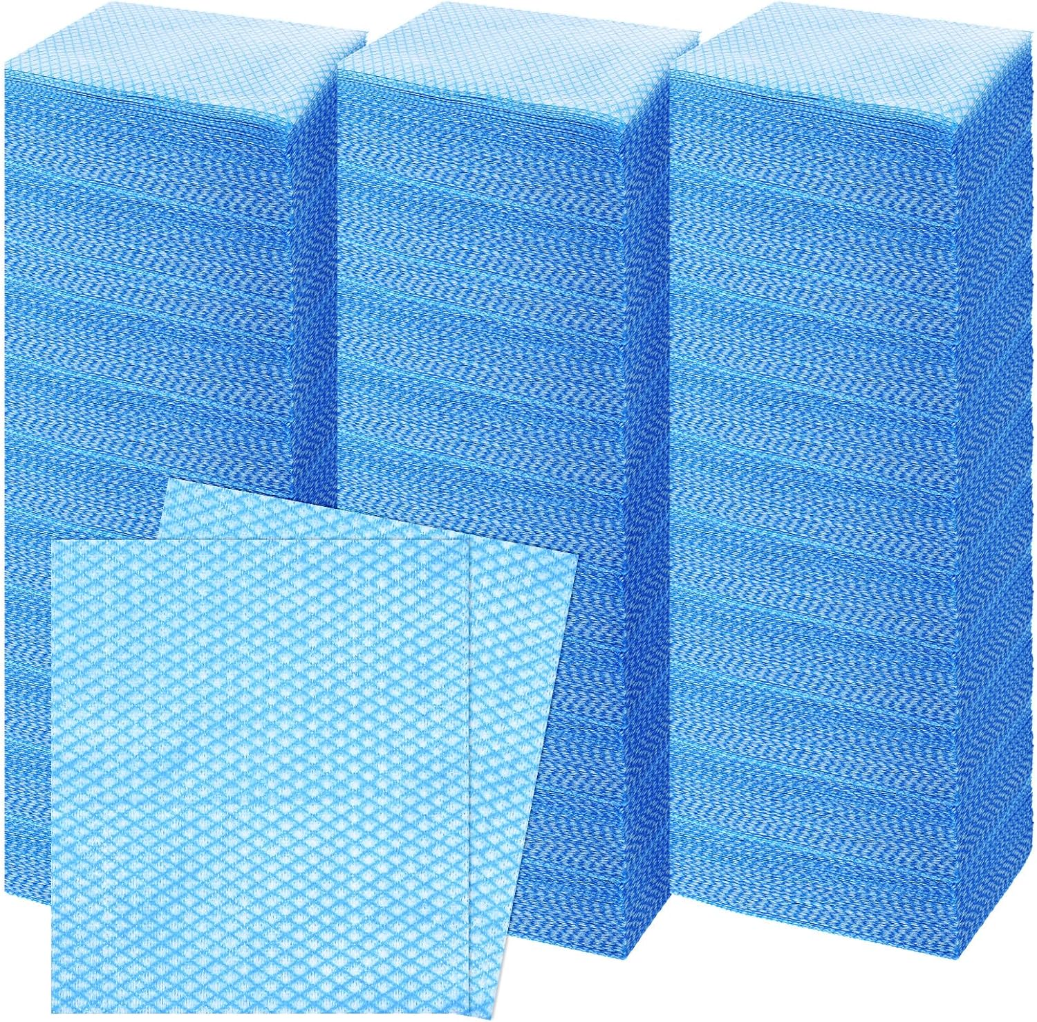 300 Pcs Disposable Cleaning Cloths Heavy Duty Disposable Dish Cloths for Kitchen 13.78x15.75in Reusable Dish Rags Cleaning Towels for Bathroom Household Clean Blue 300 Pack