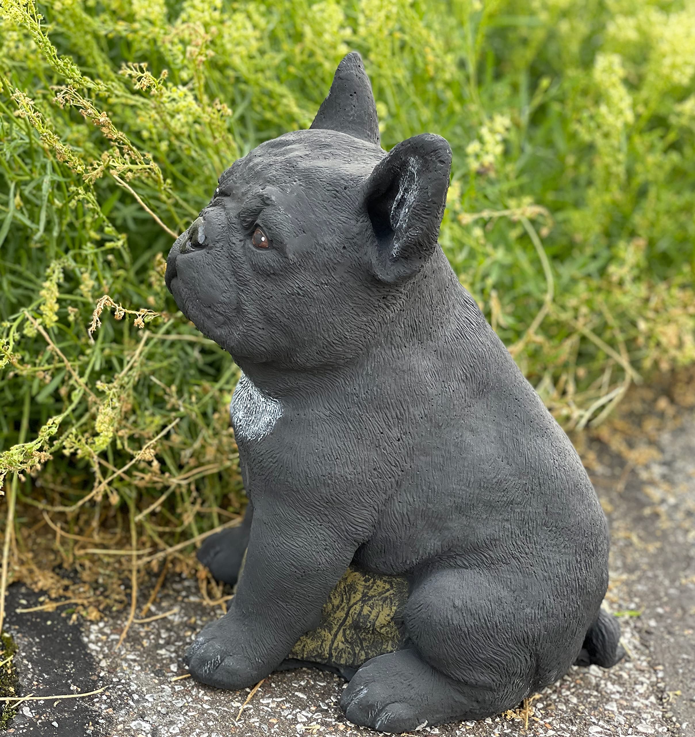 stoneandstyle Steinfigur Frenchie schwarz Französische Bulldogge frostfest
