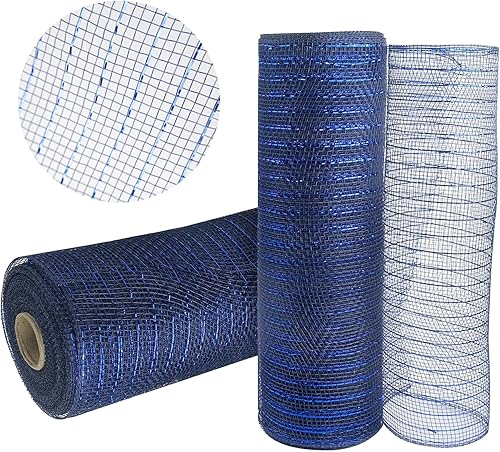 Miniatura 7 de 2 rollos de cinta de malla Champagne Deco de 10 pulgadas x 30 pies, rollos de malla decorativa metálica para decoración navideña, suministros de