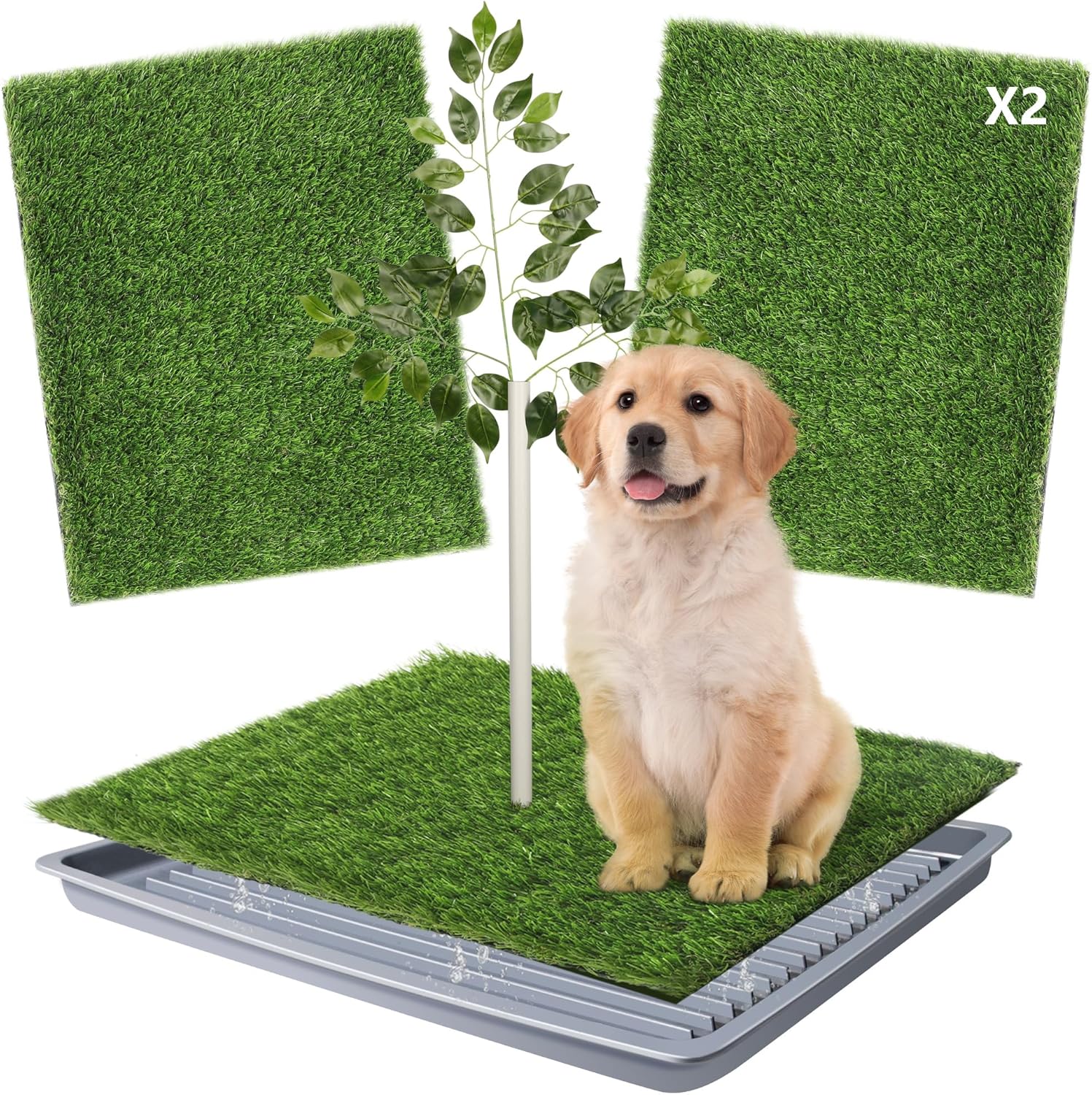 UUpet Dog Grass Pad with Tray 2 Pack Replaceable