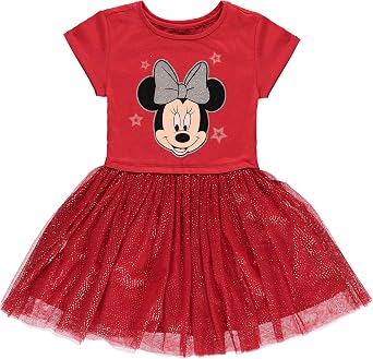Disney Girls Red Minnie Mouse Dress- Minnie Mouse Tulle Tutu Dress- Sizes 4-16