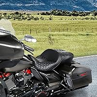 Vista 7 de C.C. RIDER Asiento de gel para motocicleta, asiento de pasajero - Asiento de pasajero con peine Bagger para Harley Touring 2009-2023 Road King FLHR