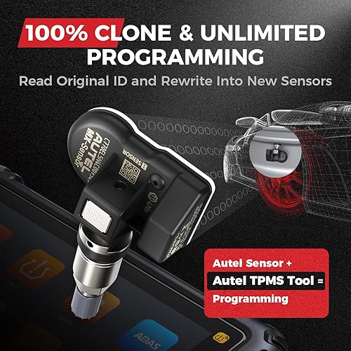 Miniatura 4 de Autel Sensor TPMS 1 sensor, válvula de metal MX-Sensor 315 MHz + 433 MHz, programable universal especialmente diseñado para reemplazo de sensores