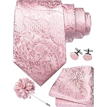 Gusleson 8cm Paisley Tie Set for Men Necktie Lapel Pin Pocket Square Cufflinks Set for Men