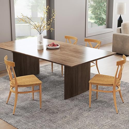 Miniatura 5 de LUCKYERMORE Juego de 2 sillas de comedor de metal resistente, sillas apilables comerciales con asiento de madera, marco de metal, capacidad de 450