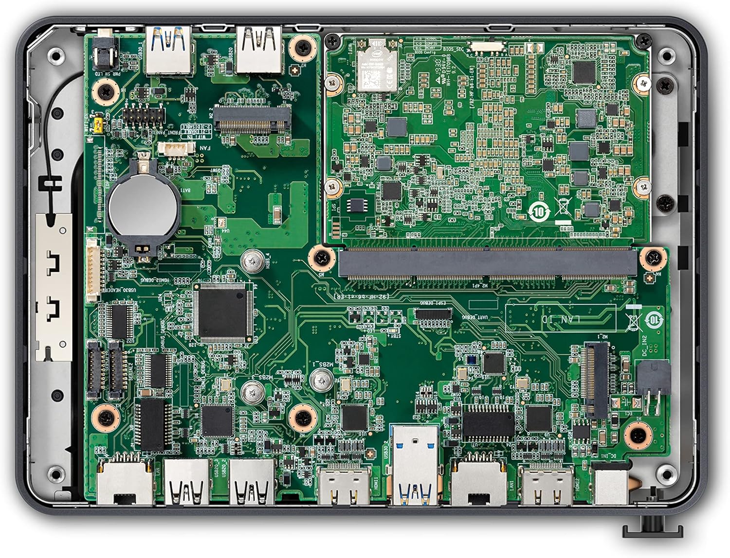 Internal view of the WEELIAO Intel Mini PC motherboard