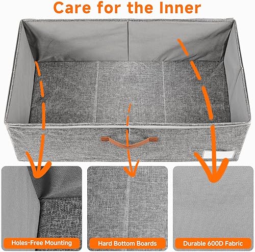 Miniatura 4 de Paquete de 2 contenedores grandes de almacenamiento debajo de la cama de 60 litros con ruedas, contenedor para zapatos debajo de la cama con tapa