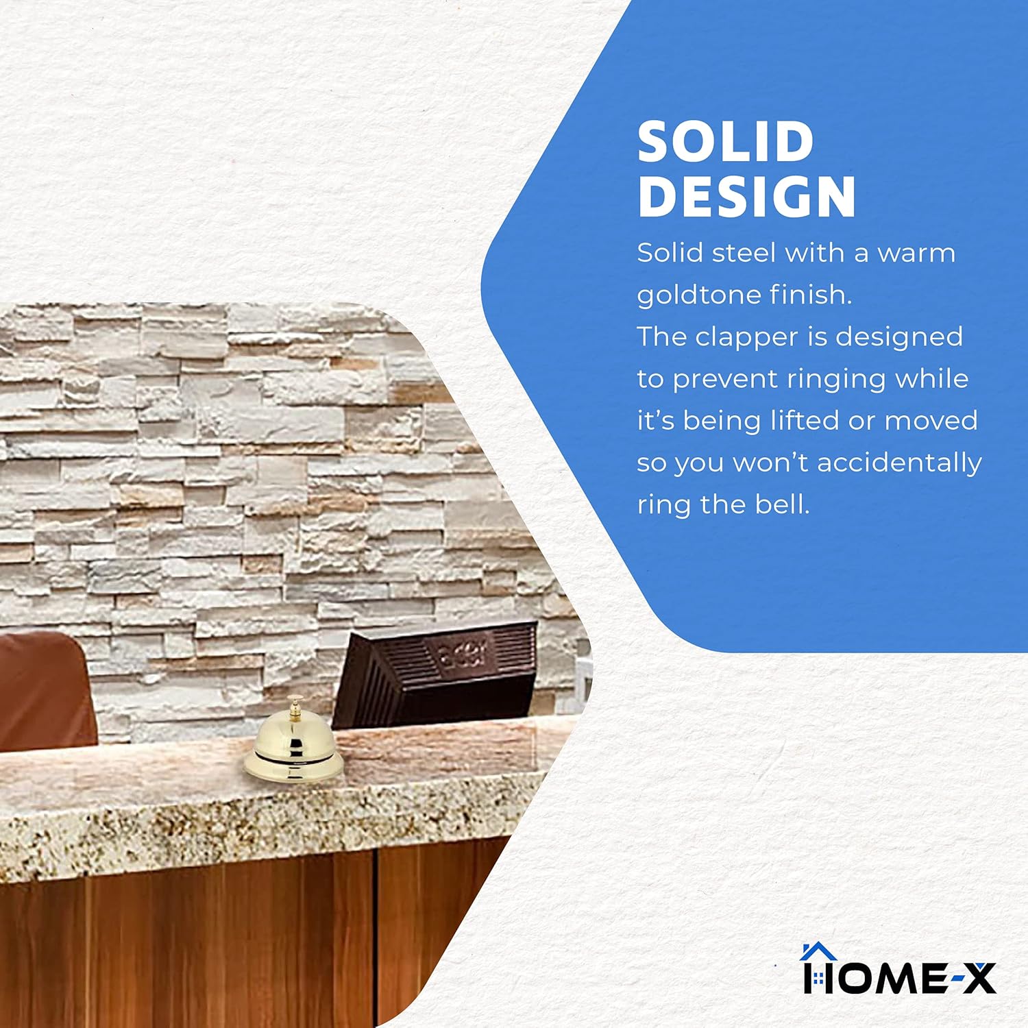 HOME-X Hotel-Style Call Bell, Service Bell for Reception Desks, Classroom Tables, Restaurant Counters, and Homes, Gold Bell for Offices : Office Products