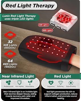 Lunix LX37 FSA Red Light Therapy Hand Massager, Touchscreen & Cordless | Eases morning stiffness, finger numbness, and aching wrists after typing, gripping, or repetitive manual work