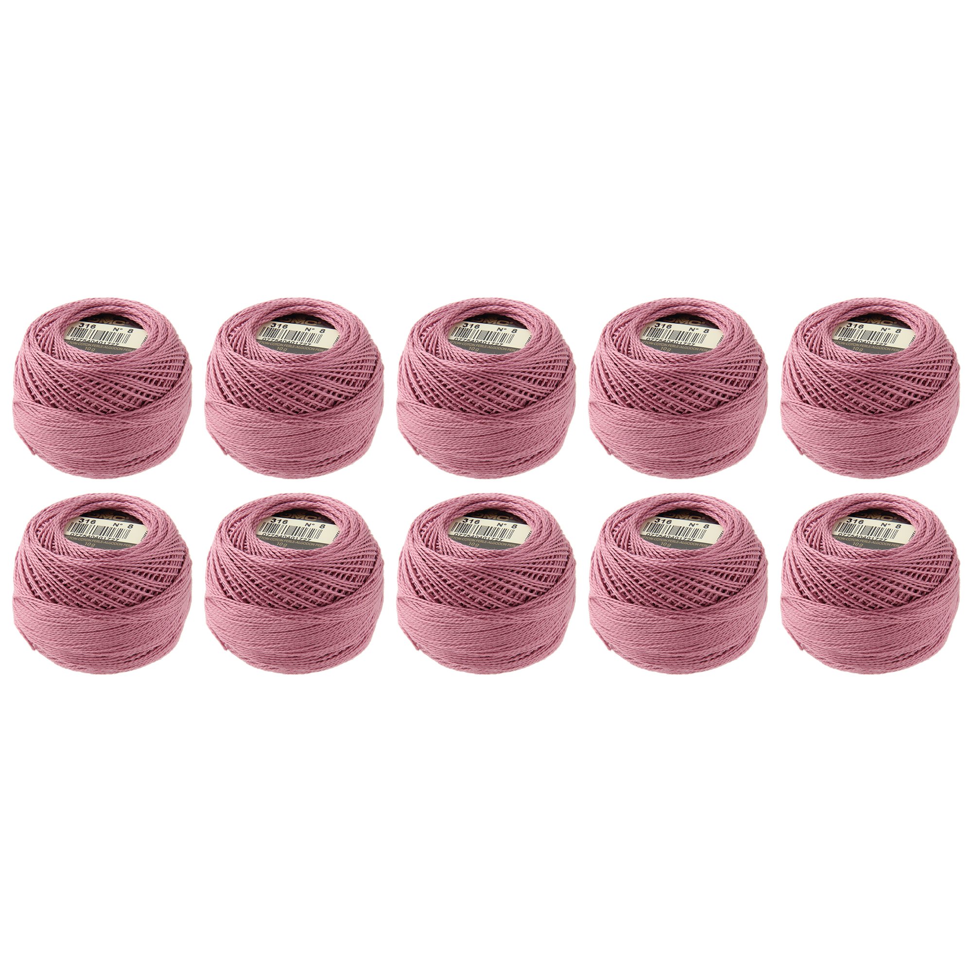 DMC コットンパール 刺繍糸 8番糸 長さ80m 10玉入 #316 ピンク