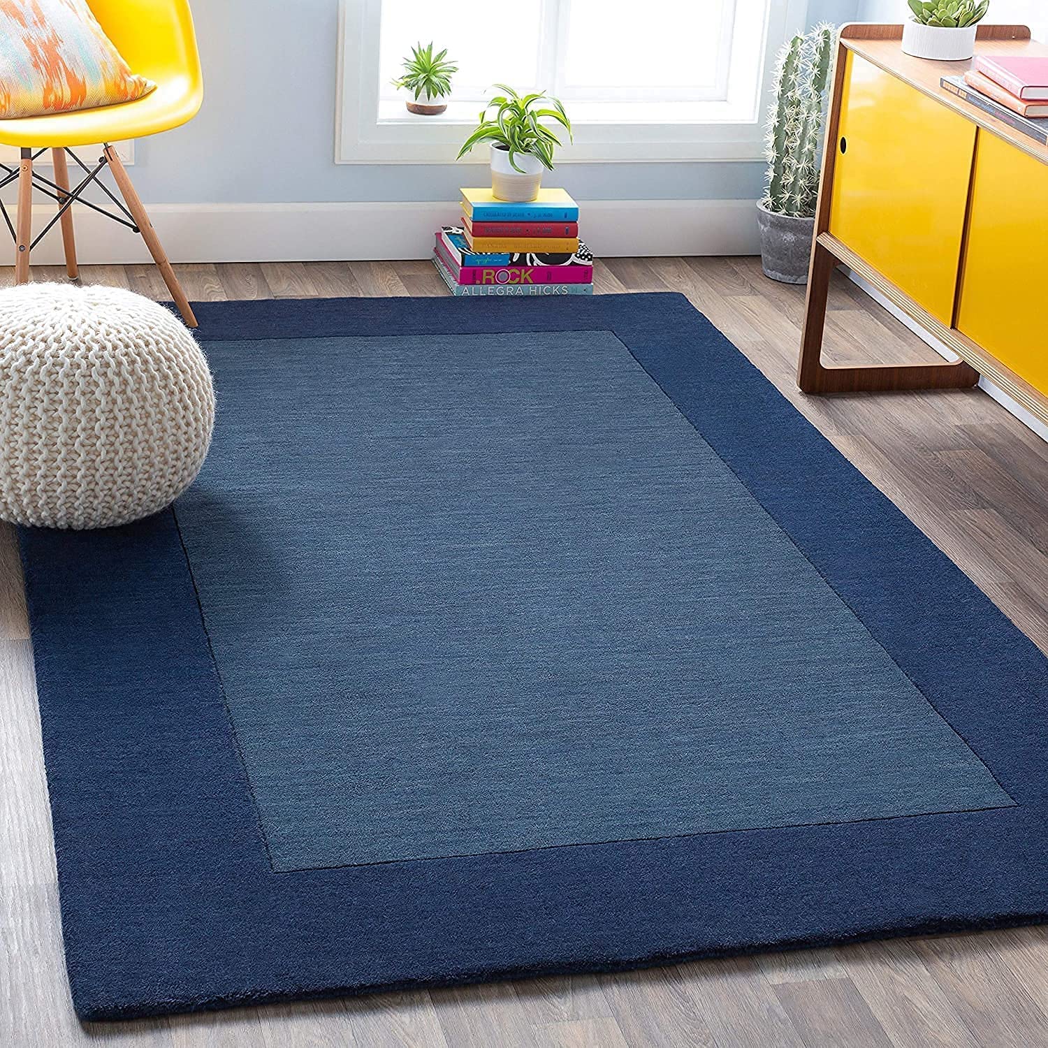 Handwoven Plane Tufted Carpet for Your Living Room 4x6 feet (120x180 Cms) Blue Colour-image-7