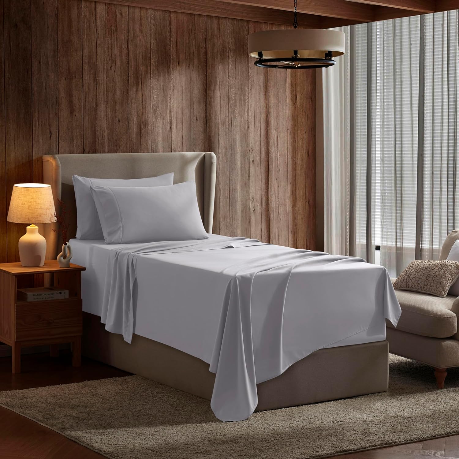 Nestl Twin Sheets Set - 3 Piece Twin Bed Sheets, Deep Pocket, Hotel Luxury, Extra Soft, Breathable and Cooling, Grey Lavender Sheets for Twin Size Mattresses Twin 03 - Grey Lavender